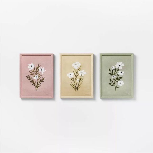 (Set of 3) 12"x16" Flower Framed Arts - Threshold designed with Studio - Picture 1 of 6
